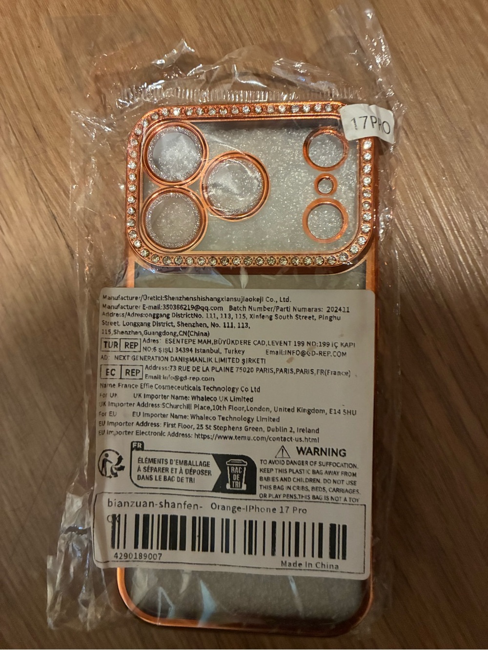 Rhinestone Rose Gold iPhone 17 Pro Case
